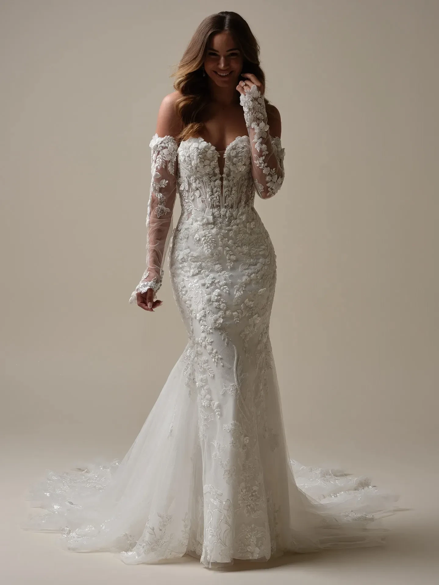 Model wearing a gown by casablanca