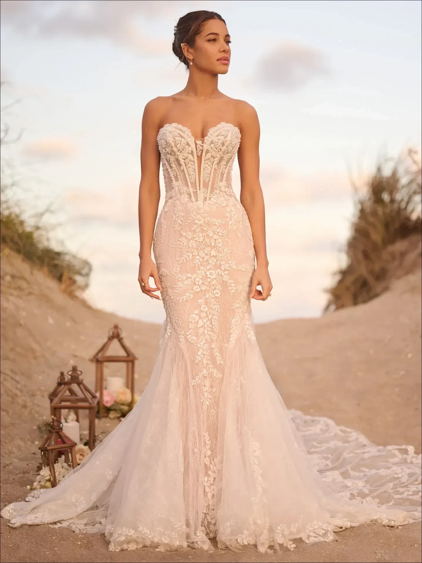 Model wearing a gown by maggie sottero