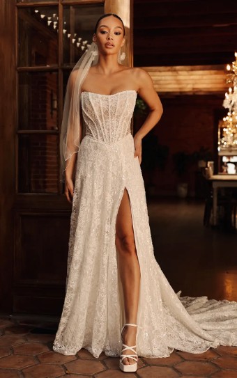Essense of Australia D4176 #0 IVORY LACE & TULLE OVER IVORY/PORCELIN ILLUSION thumbnail
