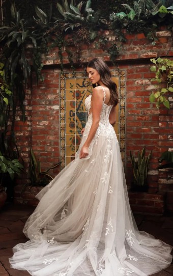 Essense of Australia D4258A11 #1 IVORY LACE & TULLE OVER RUM GOWN/PORCELIN ILLUSION thumbnail