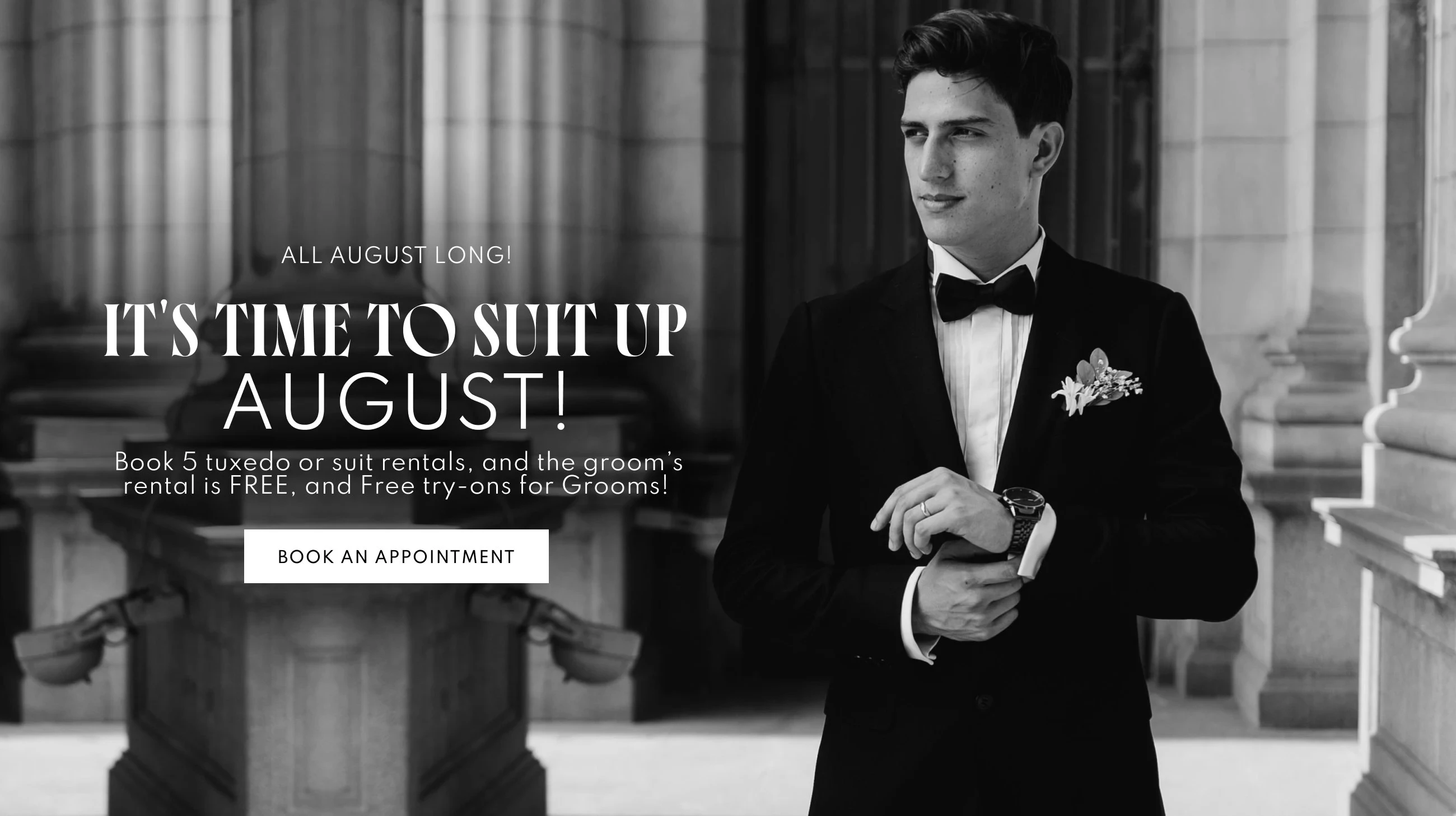 It's Time to Suit Up August event desktop banner