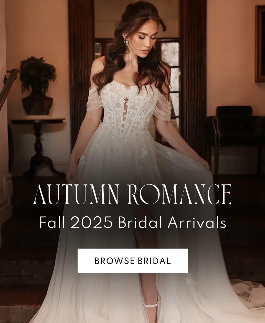 2 Models wearing Essense of Australia D4286 gown, desktop banner