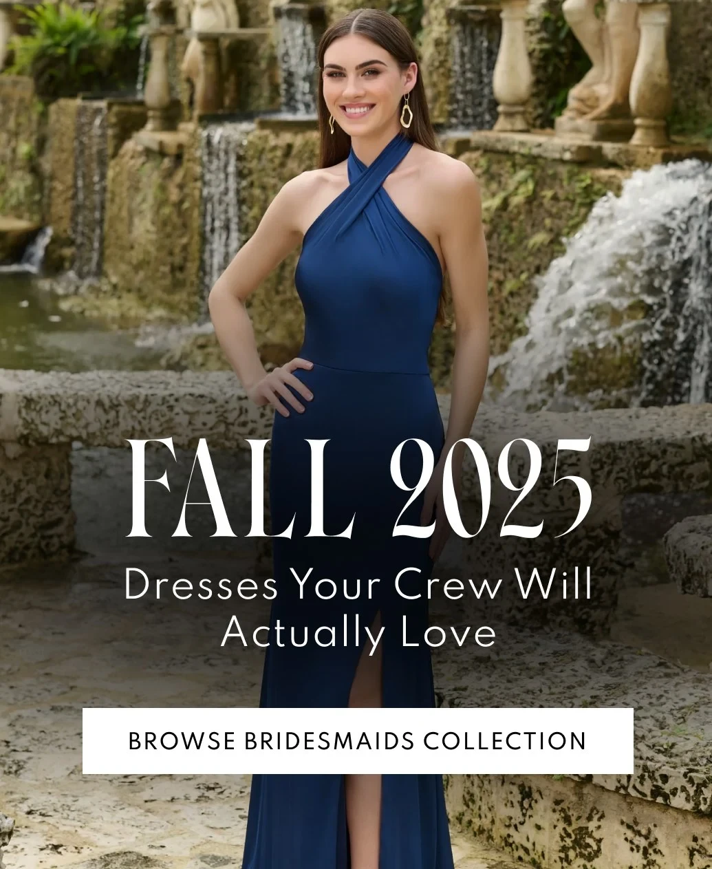 A Model wearing Christina Wu Celebration 22220 a bridesmaids gown, mobile banner