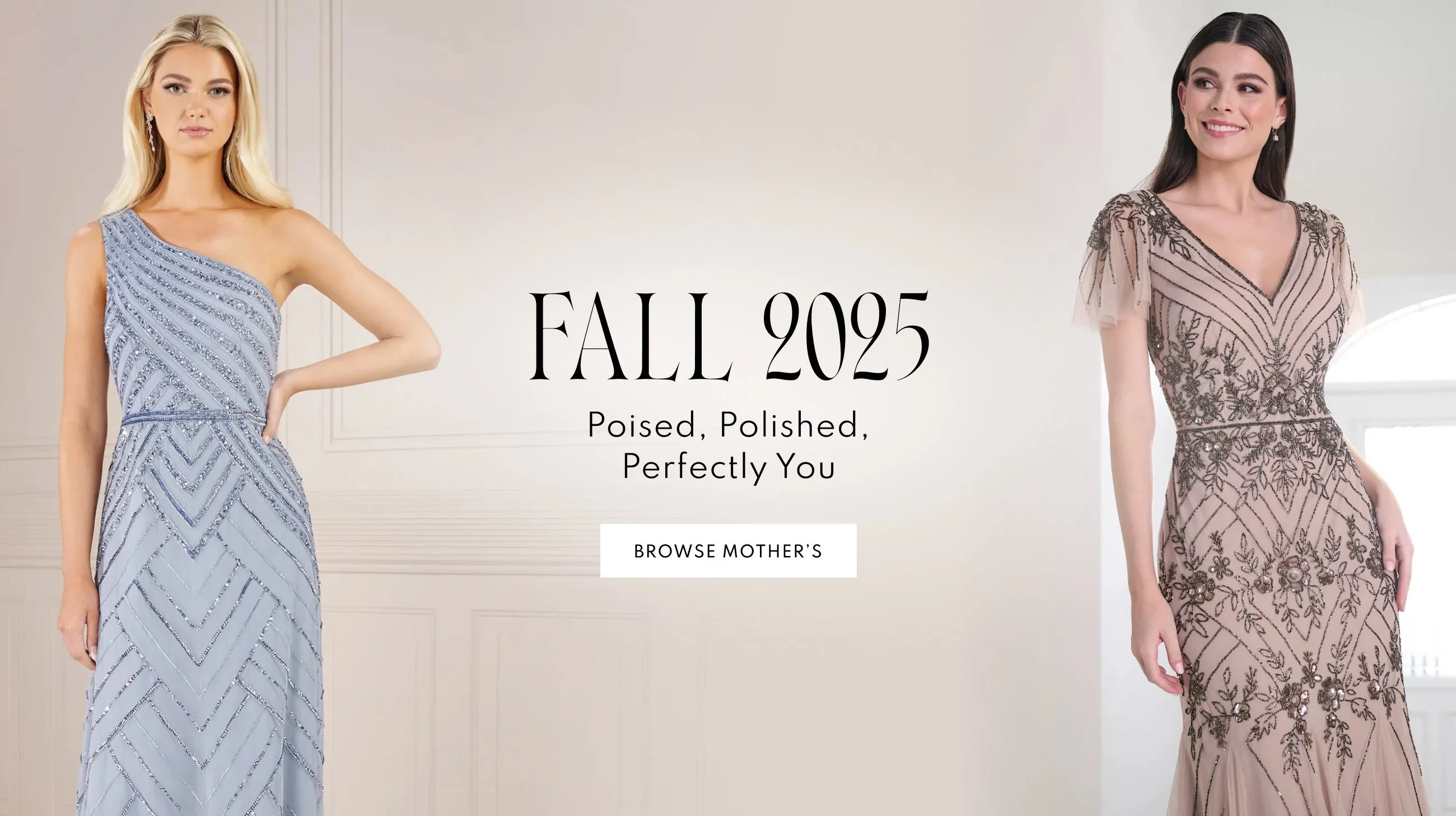 2 models wearing Adrianna Papell 40432 and 40463 mothers dress, desktop banner