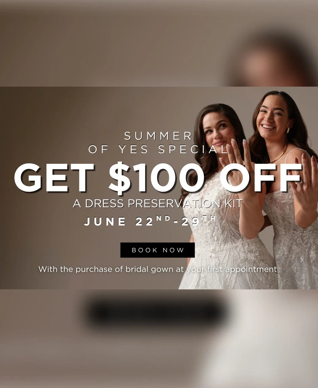 Models wearing Maggie Sottero bridal dresses, Summer of Yes Special mobile banner