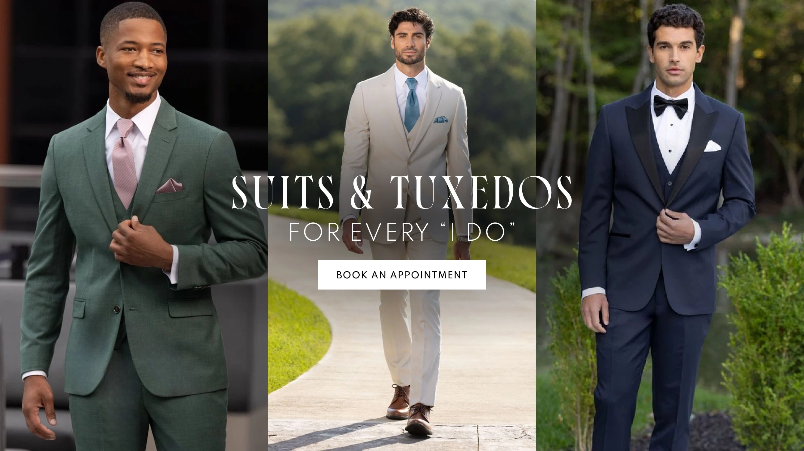 Models wearing Suits & Tuxedos, desktop banner